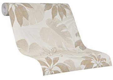 marburg Tapete Beige Natur Floral Blätter Pflanze Blatt Dschungel für Schlafzimmer Wohnzimmer oder Küche Made in Germany 10,05 x 0,53m Avalon 31602