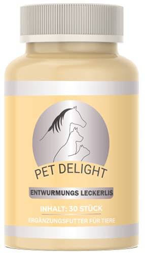 Pet Delight Wurm Leckerlis, das pflanzliche Mittel für Hunde und Katzen als natürliche Wurmkur - Hund + Katz & Vögel - Animal & Dog Dewormer, Wurm (1 Packung)