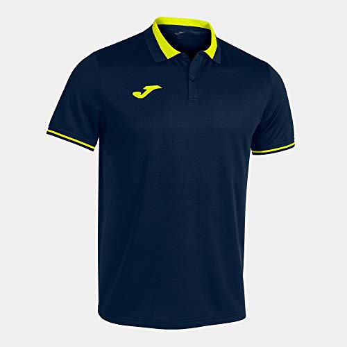 Joma 101954 Camisa de Polo, Color Marino Amarillo Flúor, Talla 4XS