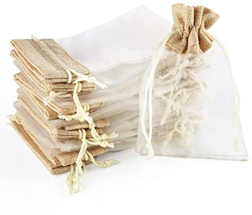 Geschenksäckchen, 30 STK Organzabeutel Organzasäckchen Spleißen Jutesäckchen 10 * 15cm, Organzabeutel Säckchen Geschenkbeutel für Schmuck Hochzeit Party Feiern Weihnachten