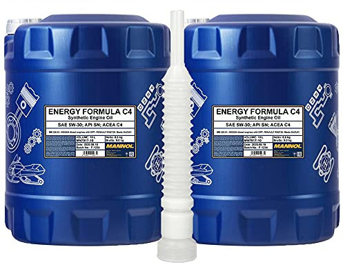 2 x 10 Liter, MANNOL 7917 Energy Formula C4 5W-30 RN 0720 Motoröl + Ausgießer