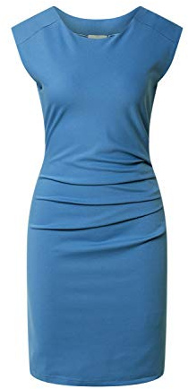 Kaffe Women's Kaffe Women's Evening Dress Sheath Sleeveless Ruched Gathered Casual Dress, Blue, L