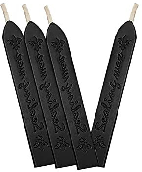 Wachs für Siegel,Wachssiegel Wachs,Sealing Wax,Siegelwachs Schwarz,Siegellack,Stempel Wachs,Siegelwachsstäbe mit Dochten,für Retro Vintage Wachs Siegel Stempel und Brief,Einladungen,Paket(4,Schwarz)