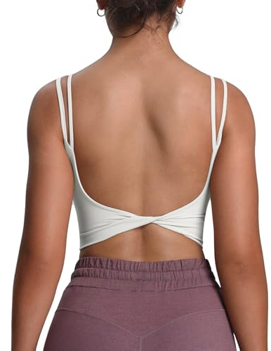 Aoxjox Dam träning sport BH fitness vadderad rygglös yoga magtröja snurrad rygg cami