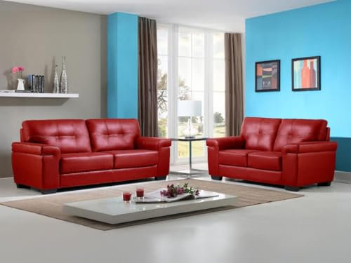 Vente-unique - 3-Sitzer + 2-Sitzer Hazel - Leder - rot