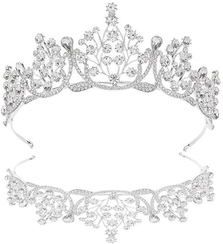 ZOOMPIL Schneespitze Kristalle Prinzessin Krone, Kristall Strass Tiara Krone, Hochzeit Diadem, Kristall Tiara Krone, für Braut Prinzessin Geburtstag Cosplay Party Hochzeit Abschlussball
