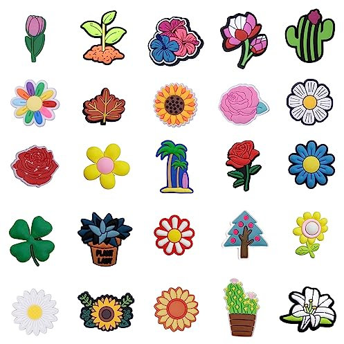 25 Stück Garten-Schuhdekorationen, florale Blatt-Schuhdekorationen, Blumen-Schuhschnallen, Garten-Schuhblumen, PVC-Schuhdekorationen für Jungen und Mädchen