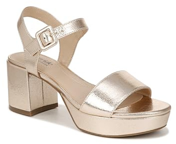 LifeStride Womens Rhythmn Platform Block Heel Sandals Platino Gold Metallic 12 M