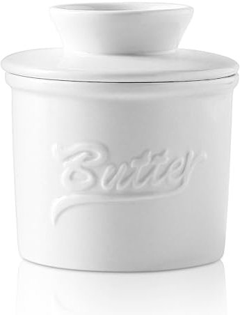 Pot A Beurre Français,Beurrier Eau Avec Couvercle,Beurre Pot En Porcelaine,Beurre En Céramique Pot,Beurrier Avec Refroidissement Pour Réfrigérateur,Beurre Mou(Blanc)