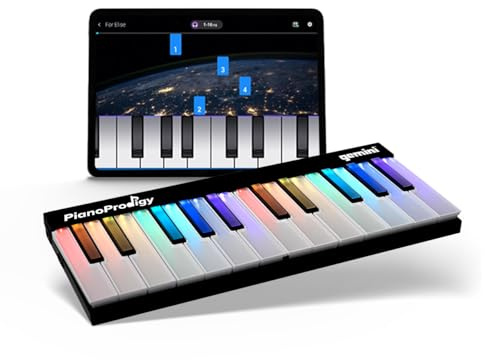Gemini Sound PianoProdigy Teclado MIDI inalámbrico iluminado de 24 teclas GPP-101, Debe conectarse a un dispositivo iOS/Android para obtener sonido, Ampliable, Bluetooth, portátil