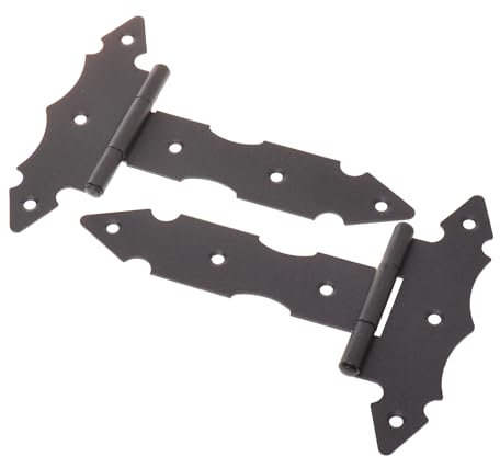 Aqbau® Kreuzgehänge Scharniere Türband Ladenband T-Bänder T-Scharniere Dekorativ 2 Stück 130x130x10mm Stahl Pulverbeschichtet Schwarz Retro