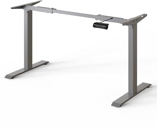DESKSPACE PRO Höhenverstellbares Schreibtischgestell – mit 5 Jahren Gewährleistung, graues elektrisches Gestell mit Memory-Funktion, USB-Anschluss & Kollisionsschutz