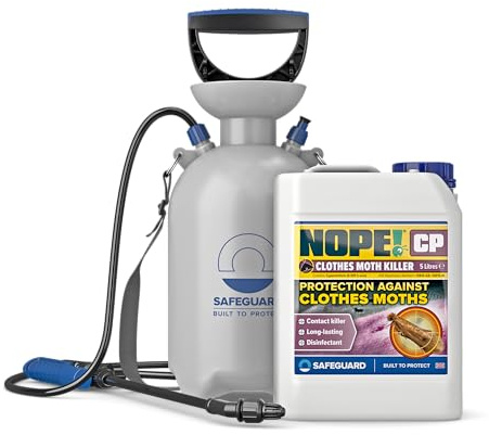NOPE! CP Moth Killer Spray - Fast acting, Odourless, Long-lasting Moth Repellent for Clothes, Home, Wardrobe, Room & Carpets. (5 Litres & Sprayer)