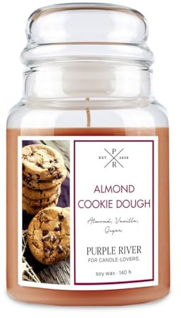 Purple River Große Duftkerze im Glas mit Deckel | Almond Cookie Dough | Duftkerze Süß | Kerzen lange Brenndauer | Sojawachskerze | Raumduft für Zuhause