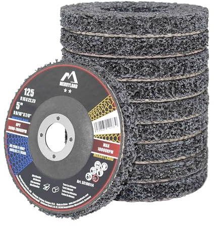 Merryland Disque de Décapage 125 Peinture Rouille Meuleuse d'Angle, 125mm Noir Disques de Nettoyage Disque CSD Disque à Décaper 10 Pièces, Métal INOX Acier Fer, Craft-Line SC108114-10