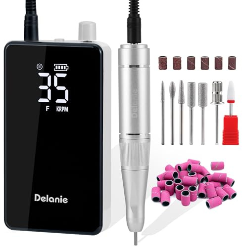 Delanie Ponceuse pour Ongles Professionnelle 35000 Tours, Lime à Ongles Électrique sans Fil Rechargeable avec Pause Bonton pour Manucure Pédicure