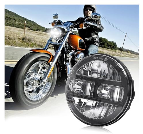 JHMHCOQ Motocicleta Delantera Faro Para Bicicleta Para Sportsters XL XG XR VRSCD Para Dyna Negro 5,75 Pulgadas Motocicleta Proyector Led Faro 5,75 H4 Faro Con DRL Faro Delantero(Black 1pcs)
