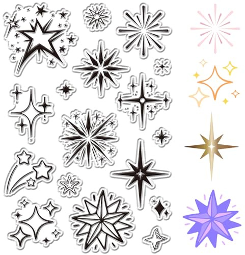 CRASPIRE Stjärna genomskinliga gummistämplar meteorer återanvändbara genomskinliga silikonstämplar för journalföring korttillverkning dekor gör-det-själv scrapbooking fotoalbum dekorativa stämpelark
