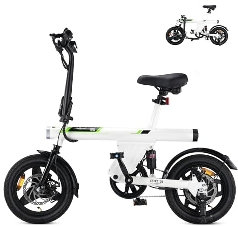 Finbike U1 Bici Elettrica Pieghevole, 7.8AH Batteria, Autonomia di 35-45 KM Bici Pieghevole da Città, Motore 250W, 3 Modalità Di Velocità, E-Bike per Adulti E Adolescente, Bianco