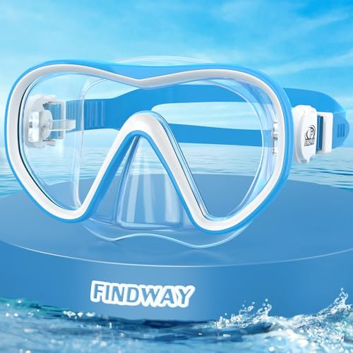 Findway Gafas de Buceo Niños, Máscara de Snorkeling para y Niños de 4 a 16 años, Campo de Visión Panorámico de 180°, Antivaho y Antifugas, Aptas para Natación y Snorkel