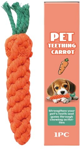 Genérico Juguete Zanahoria para Perros - Juguete Mordedor para Cachorros,Cuerda Masticable Interactiva Canina Que Reduce Aburrimiento Y Estimula La Mente