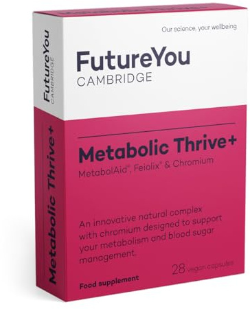 FutureYou Cambridge Metabolic Thrive – Metabolism & Blood Sugar Support with MetabolAid, Feiolix Feijoa Fruit & Chromium – Vegan, 28 Capsules