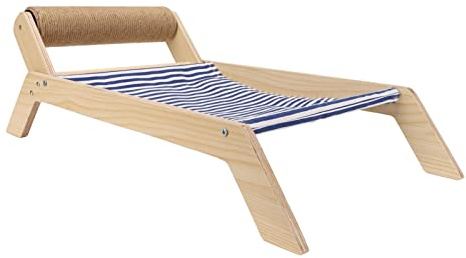 SPYMINNPOO Hamaca para Gatos, Columpio de Madera Antivibración para Lugar de Descanso, Adecuado para Uso en Las Cuatro Estaciones (Cama de Rodillos de sisal de Playa)