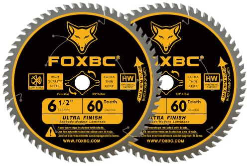 FOXBC 6-1/2 inch Circular Saw Blade for Wood, 60-Tooth, Ultra Fine Finish - 2PK