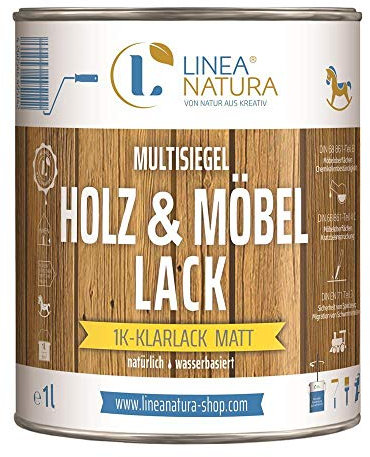 LINEA NATURA® - Holz und Möbellack | Multisiegel Holzschutz Lack | natürlich | wasserbasiert | Klarlack (matt, 1L)