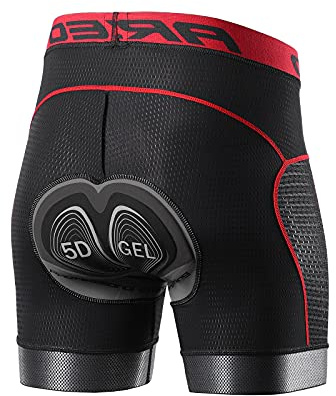 ARSUXEO Mens Cycling Shorts 5D Gel Padded Mountain Bike Undershorts for Men Cycle Liner U06 red L