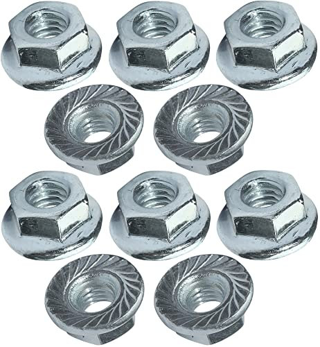 AERZETIX - C49638 - Juego de 10 tuercas hexagonales con brida/base dentada M4 Ø exterior 10mm - en acero al carbono - tuerca de seguridad autoblocante