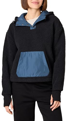 Amazon Essentials Women's Teddy Fleece Pullover Jacket (Available in Plus Size), Black, XL