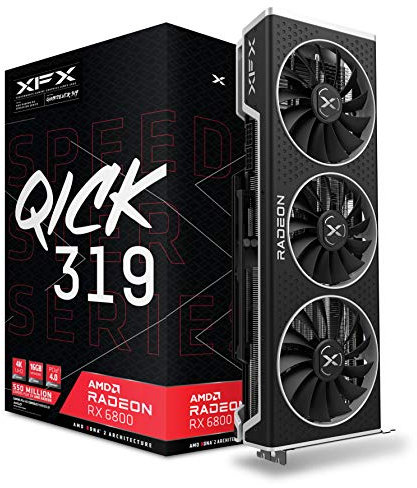 XFX SPEEDSTER QICK319 AMD Radeon™ RX 6800 Core Gaming Graphics Card with 16GB GDDR6 HDMI 3xDP, AMD RDNA™ 2 (RX-68XLALFD9)
