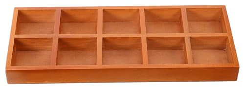 Homoyoyo Multifunctional Wooden Storage Box with 10 Compartments 13.58X5.51X1.25In Desktop Organizer for Home Office Bedroom