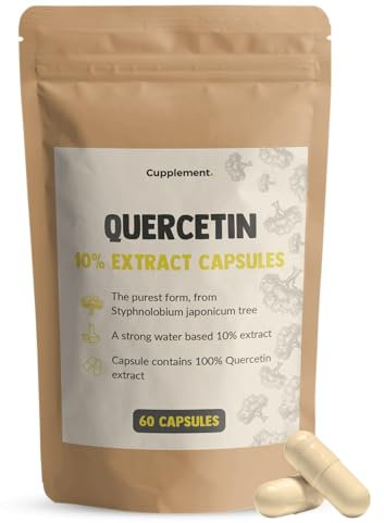 Cupplement Quercetin Extrakt 60 Kapseln 10:1 Extrakt - Quercetin - Quercitin - 500 mg pro Kapsel - Kein Pulver oder 250 mg - Ohne Zink, Vitamin C, 1000mg, Broomhexin oder Bromelain - Komplex