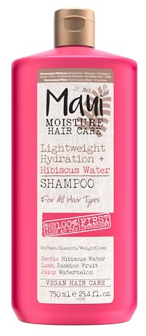 Maui Moisture Lightweight Hydration + Hibiscus Water Shampoo, Moisturizing Shampoo Softens & Quenches Wavy & Curly Hair with Aloe Vera, Vegan & Sulfate-Free Surfactants, 25.4 fl. oz