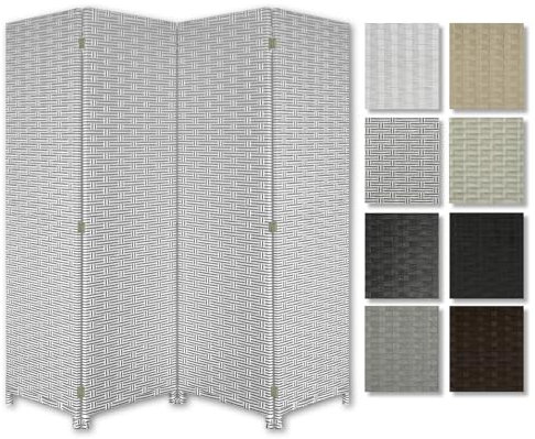HEXIM Biombo de interior 180x180 cm - Paravent plegable de 4 paneles - Separador de espacios para terraza, Biombos para oficina en casa (LR193-blanco y negro)
