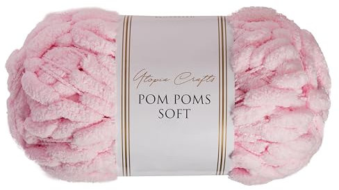 Utopia Crafts Pom Pom Soft Yarn 200g (Baby Pink)