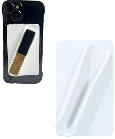 Leeneen Lipstick Case, Silicone Lipgloss Holder Phone Case, Adhesive Lip Gloss Balm Holder for iPhone and Android (white)