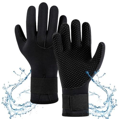 5mm Neoprene Gloves for Men Women, Thermal Wetsuit Gloves with Non-Slip Palm and Adjustable Wrist Strap, Flexible Water Sports Gloves for Swimming, Kayaking, Snorkelling, Surfing and Paddle Boarding