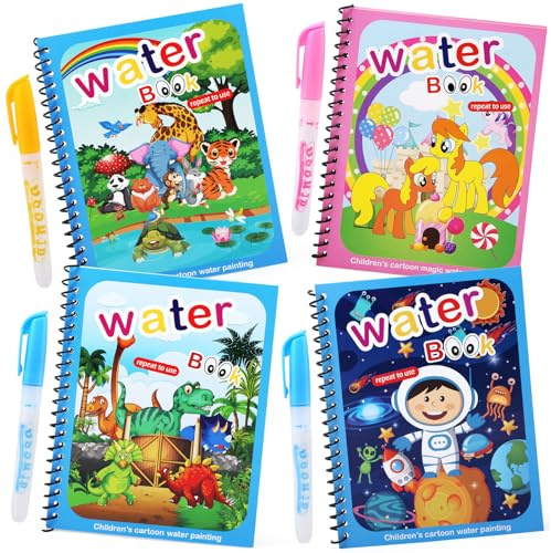 Ballery Water Magic Colouring Book, Magic Water Colouring Book with Water Pens, Magic Painting Book for Kids 3 4 5 6 Year Old Boys Girls
