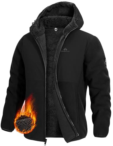 Pioneer Camp Veste d'hiver pour homme avec polaire Sherpa - Sweat à capuche chaud - Coupe-vent - Veste mi-saison pour homme - Idéale pour l'extérieur et le quotidien