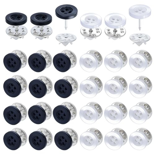 NBEADS 40 Stück 2 Farben Hemdknöpfe Ohne Nähen 12.5x11.5mm /0.49x0.45 Zoll 4 Loch Wiederverwendbar Und Abnehmbar Für Kleidung Ohne Naht Knöpfe Für Kleidung Bluse Kleid Pullover Schal Gemischte Farbe