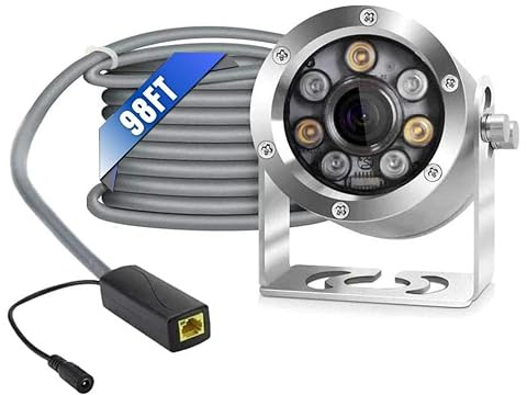 Barlus HD Aquarium POE Underwater IP Camera Marine Stainless Steel 2592 * 1944 CMOS 2.8mm Lens with Light IP68 Waterproof Camera with 98ft Cable