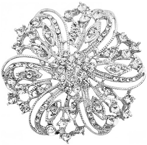 DIFLAX Spilla Gioiello per Vestiti, Spille da Donna, Spilla di Cristallo Strass, Spilla Fiore, Vintage Elegante Unico, Accessori Gioielli Regali, per Cappotti, Abiti