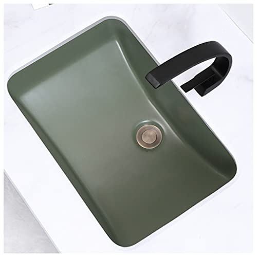 Lavabo rettangolare sottopiano per bagno, con rubinetto e scarico, 52,5 x 37,5 x 20,5 cm, elegante, durevole, facile da installare