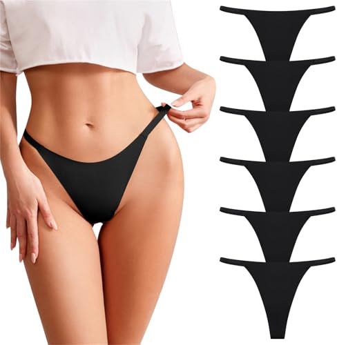6 Pack Seamless G-String Thongs for Women Breathable Underwear Low Rise T-back Panties Comfortable Stretch Sexy