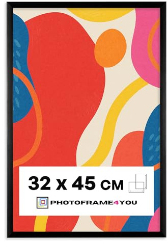 Photoframe4you - Marco de fotos 32x45 cm negro - Marco de pared de plástico con vidrio acrílico irrompible - Para póster, fotos, puzles y certificados - Nancy