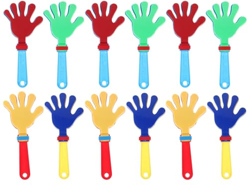 FUNNETOYU 12 Piezas Matracas de Mano de Plástico Color Aleatorio sin Luz, Juguetes de Aplausos para Fiestas Infantiles y Regalos, Livianos y Seguros para Diversión y