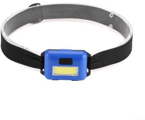 FACULX Torcia frontale a LED COB, super leggera, 3 modalità di illuminazione con cinghia regolabile, ideale per corsa, ciclismo, escursionismo, pesca, corsa notturna all'aperto (blu)